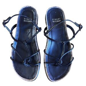 Stewart Weitzman Black Gladiator Leather‎ Sandals Size 5 M Quiet Luxury Strappy